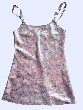 Lavender Floral Slip Mini Dress with Pink & Purple Accents